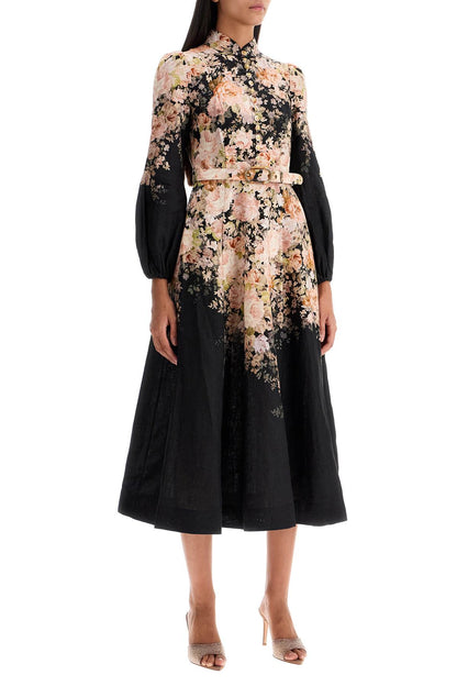 Zimmermann 'floral print linen midi dress with