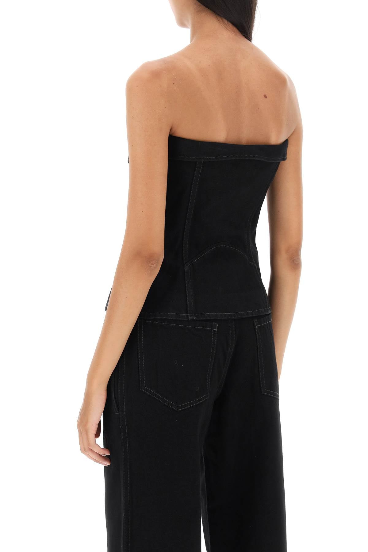 Dion Lee denim biker corset top