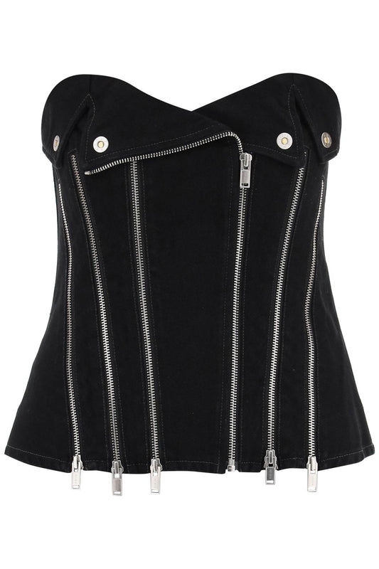 Dion Lee denim biker corset top