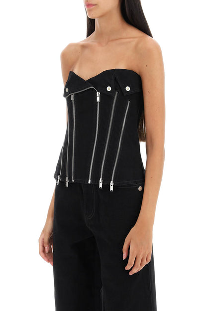 Dion Lee denim biker corset top