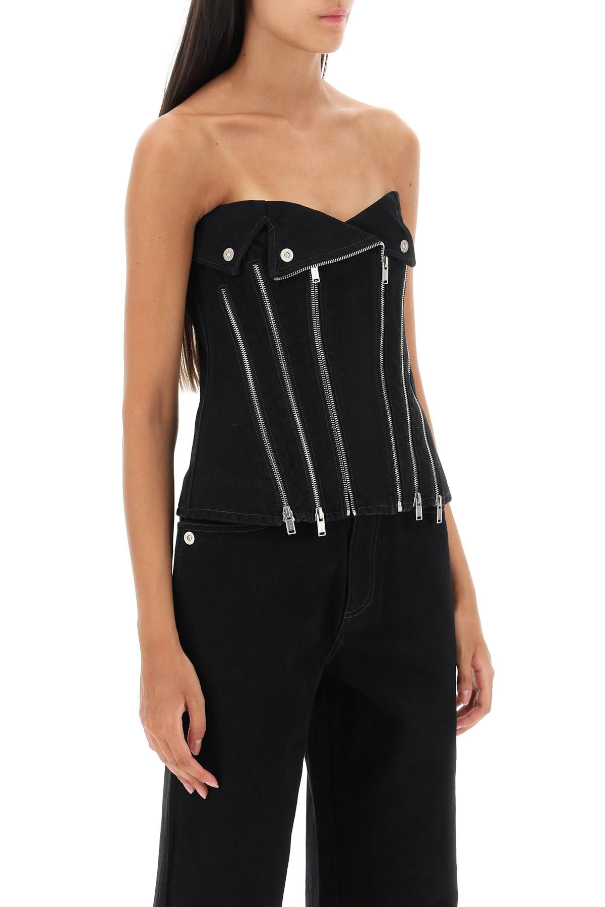 Dion Lee denim biker corset top