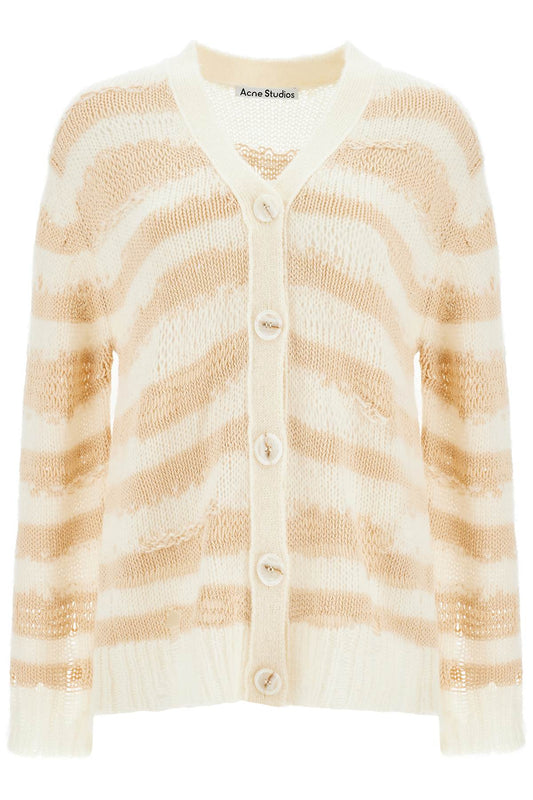 Acne Studios striped distressed cardigan with