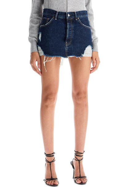 Acne Studios destroyed denim mini skirt