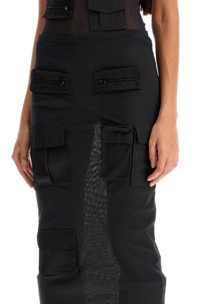 Acne Studios mesh cargo midi skirt with pockets