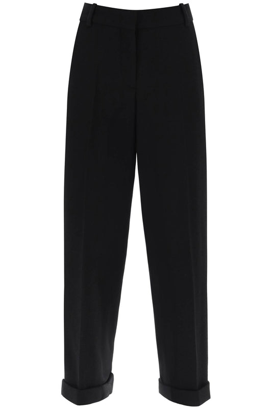 Balmain cuffed wool crepe trousers