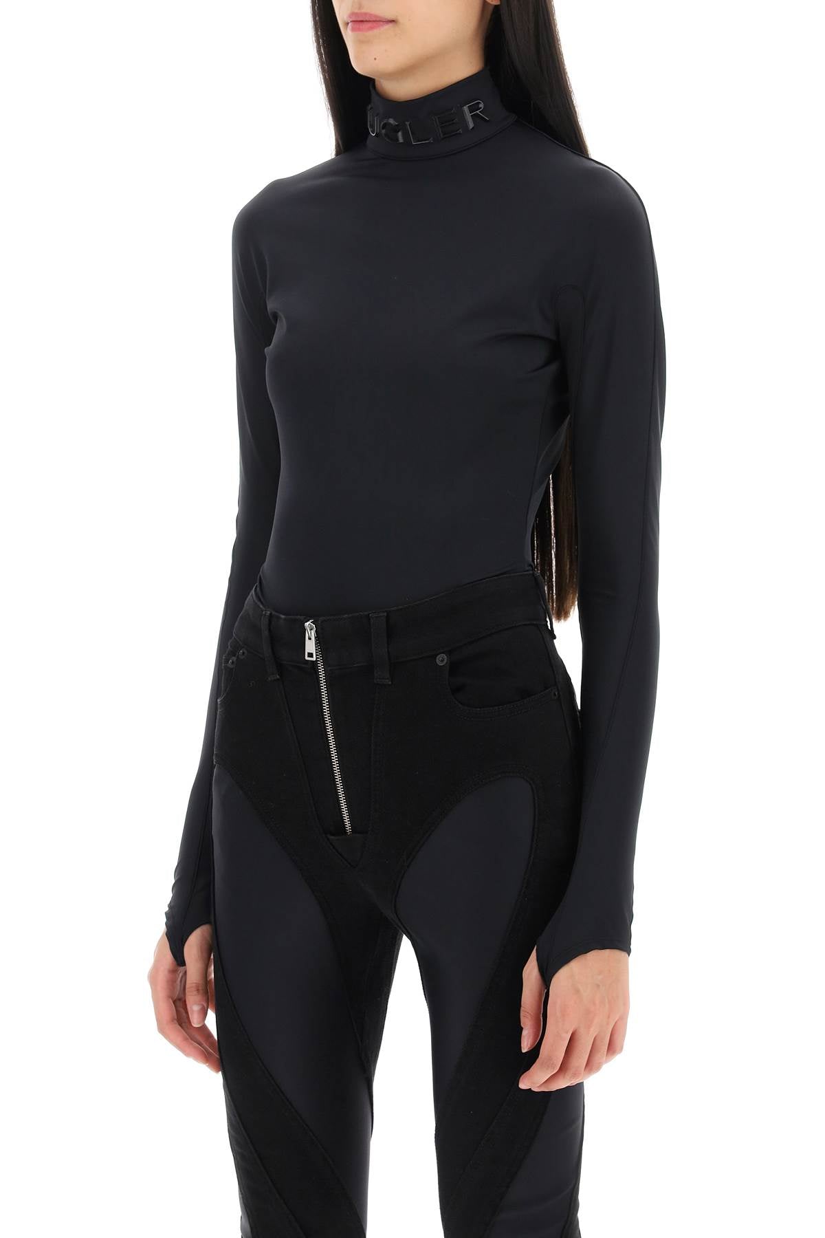 Mugler bodysuit with stand collar