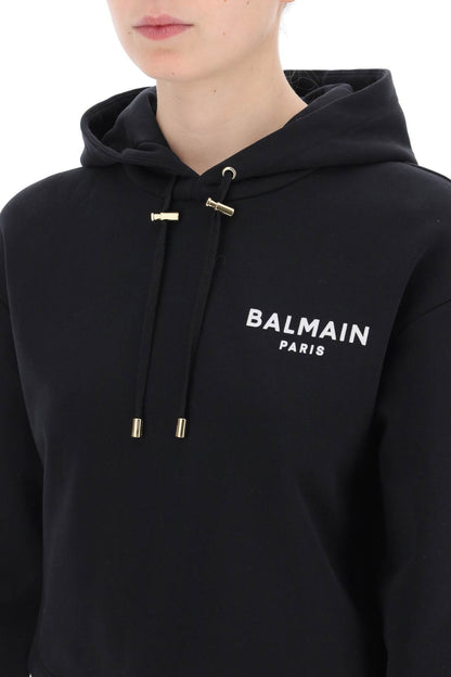 Balmain cropped hoodie with flocked logo