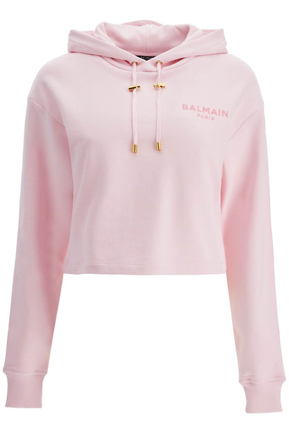 Balmain cropped hoodie with hood.