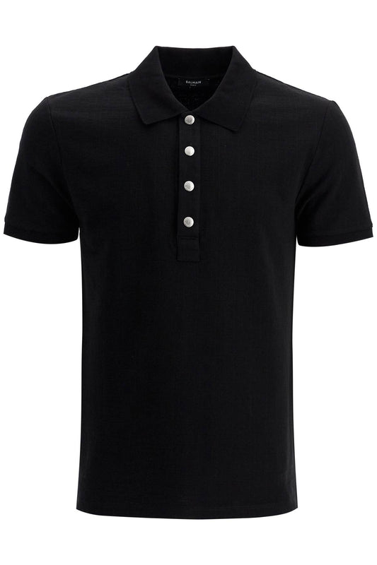 Balmain polo shirt with pb labyrinth mon