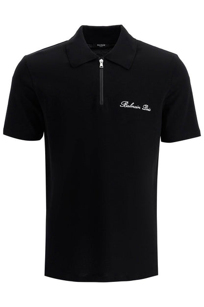 Balmain polo shirt with embroidered logo letter