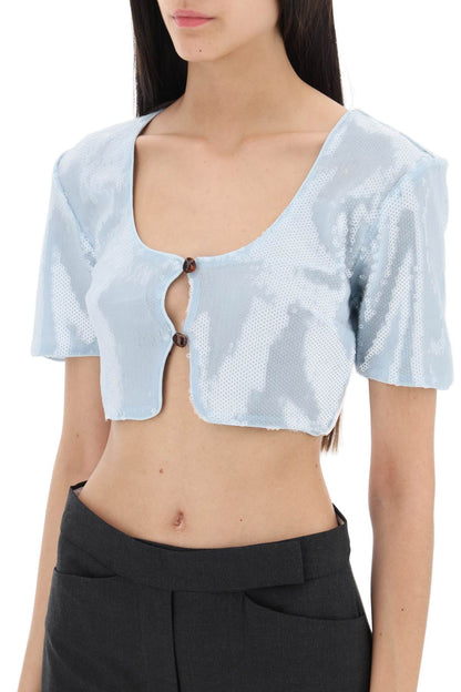 Ganni sequin cropped top