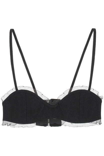 Ganni fishnet knit-edged bra