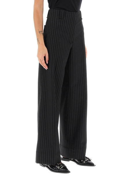 Ganni pinstriped wide leg pants