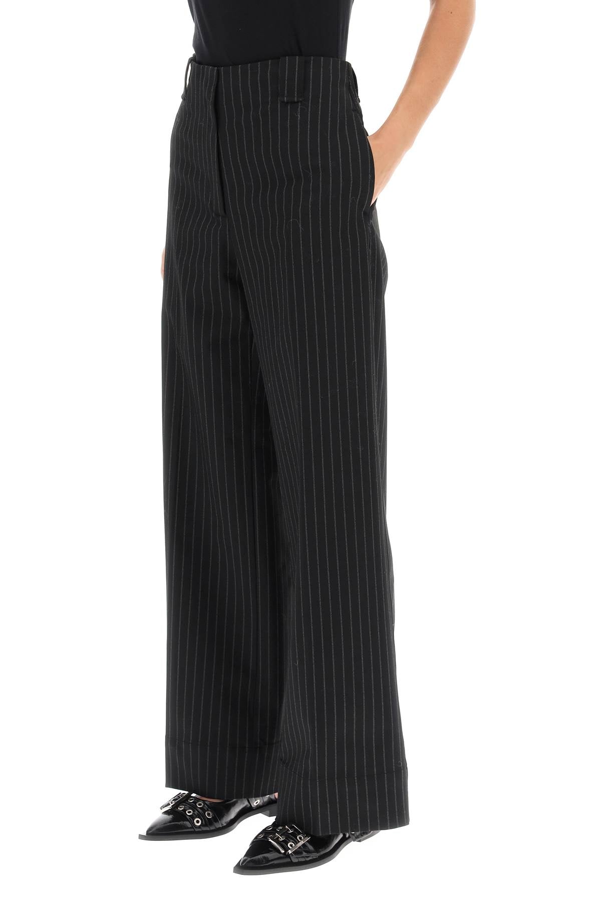 Ganni pinstriped wide leg pants