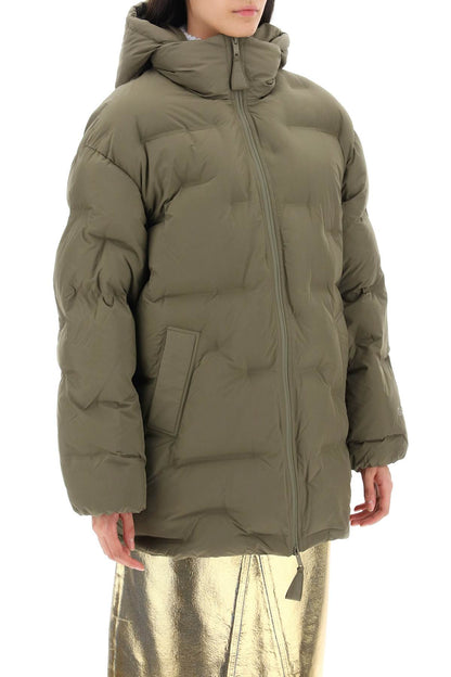 Ganni midi puffer jacket with detachable hood