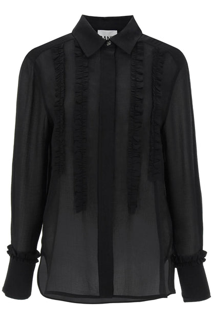 Ganni ruffled chiffon shirt