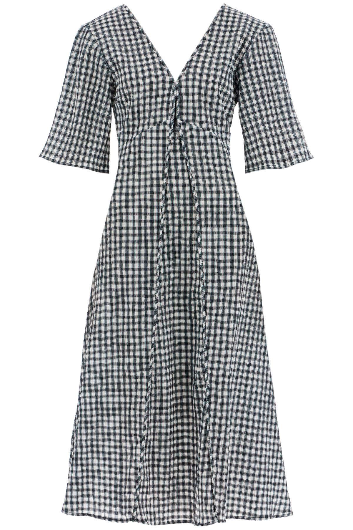 Ganni midi seersucker check dress