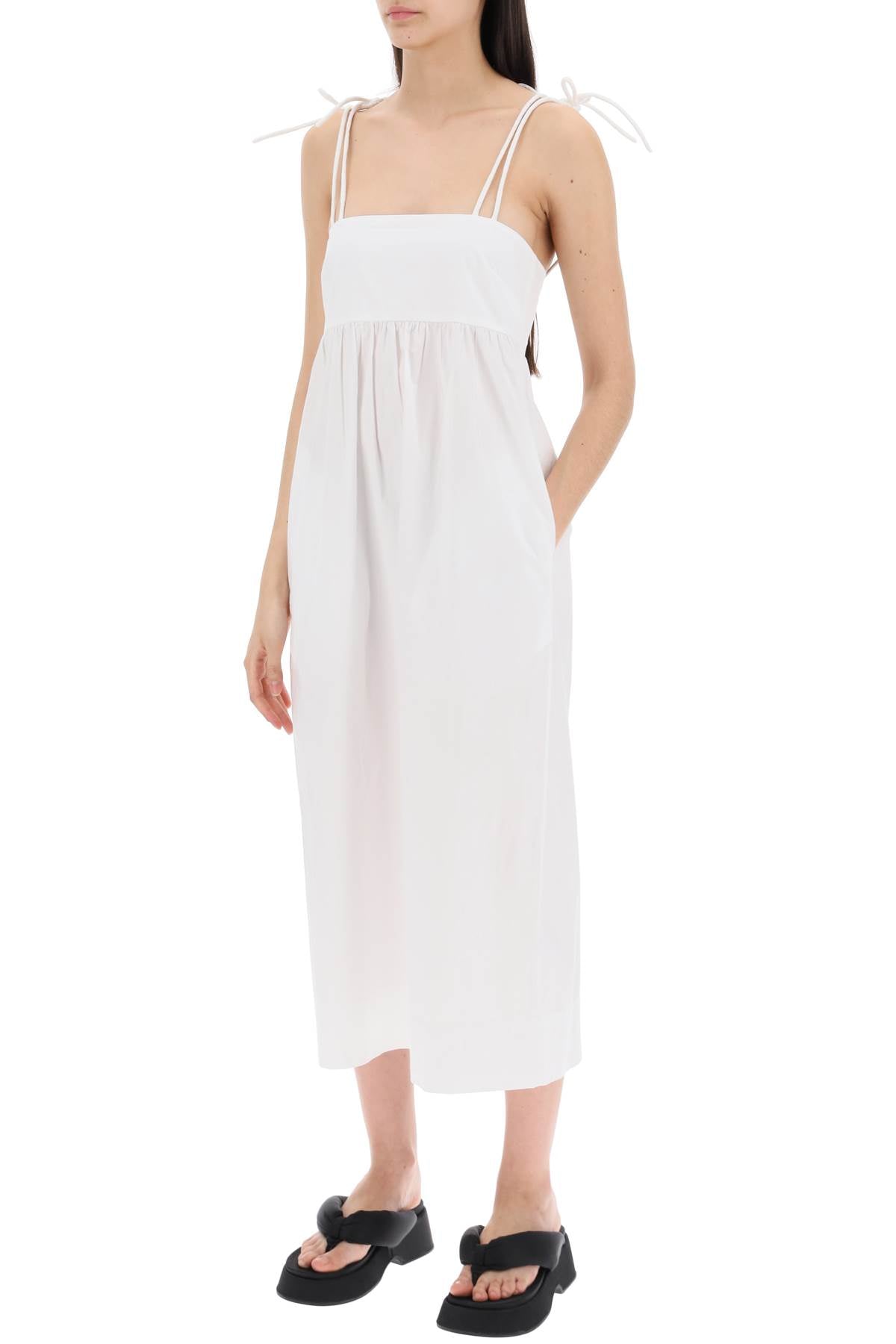 Ganni cotton poplin midi dress in