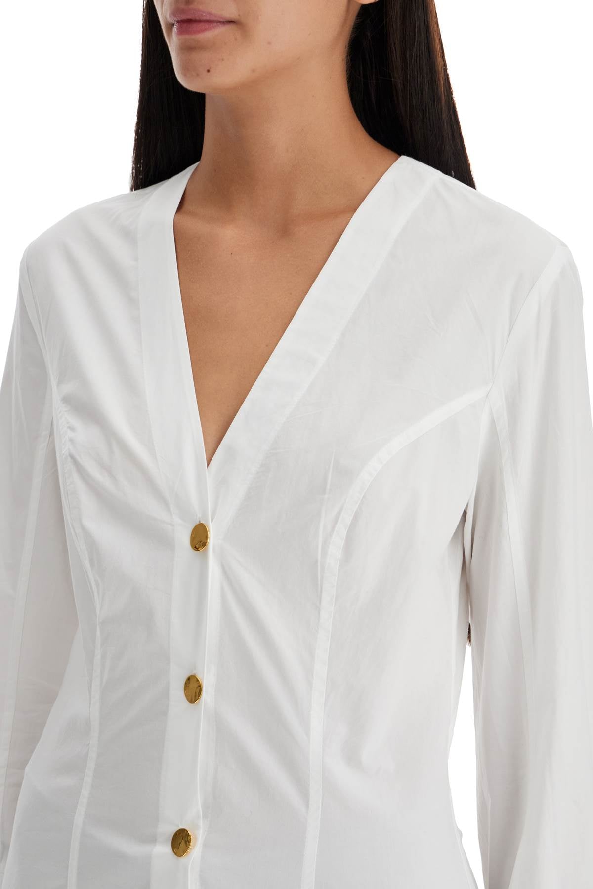 Ganni v-neck shirt with collar