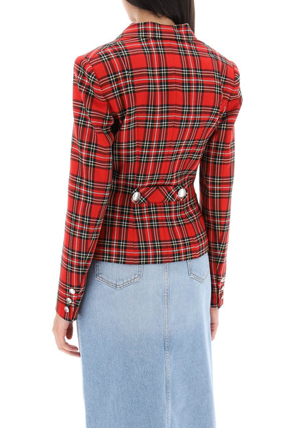 Alessandra Rich wool single-breasted jacket with tartan motif