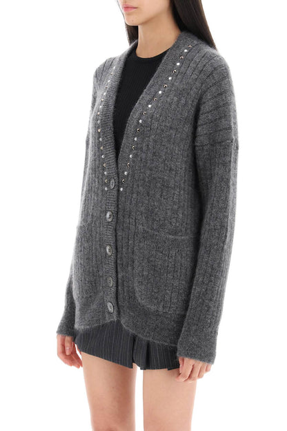 Alessandra Rich cardigan with studs and crystals