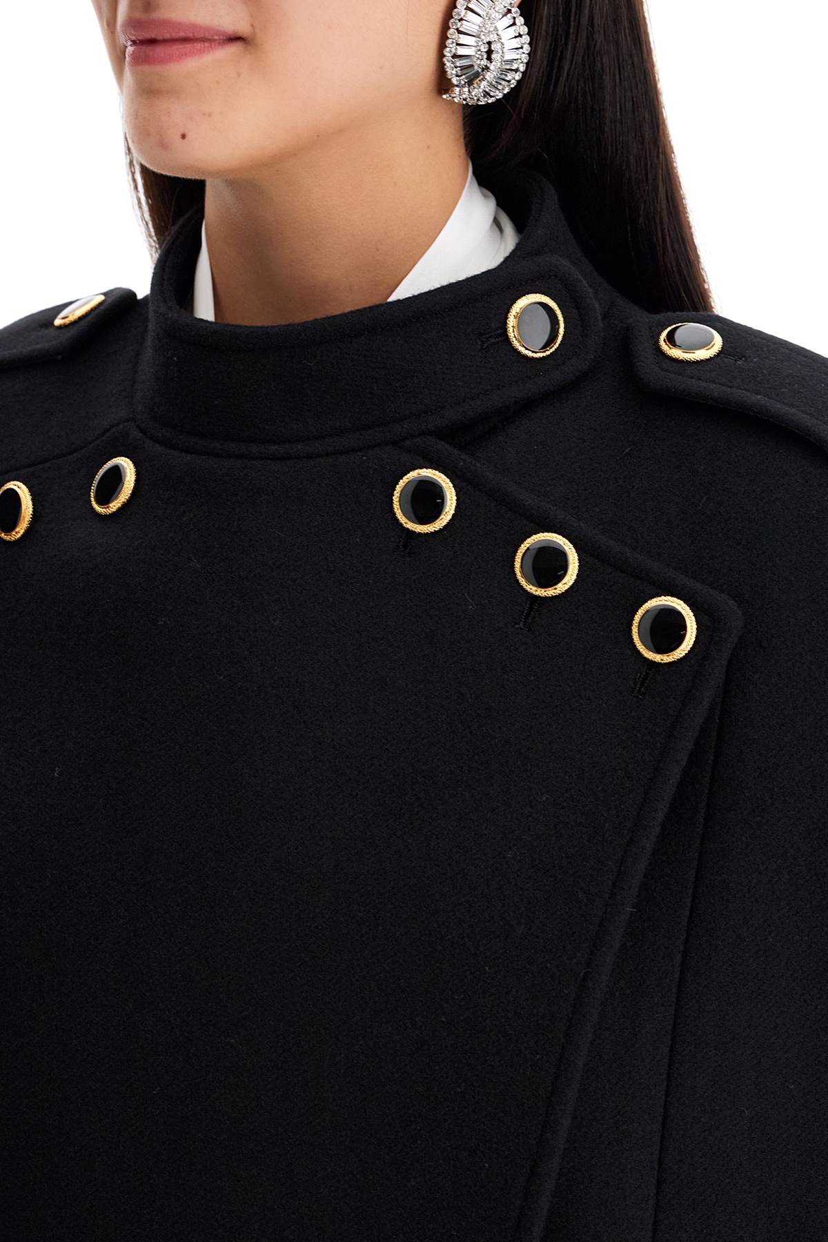 Alessandra Rich wool cape with jewel buttons