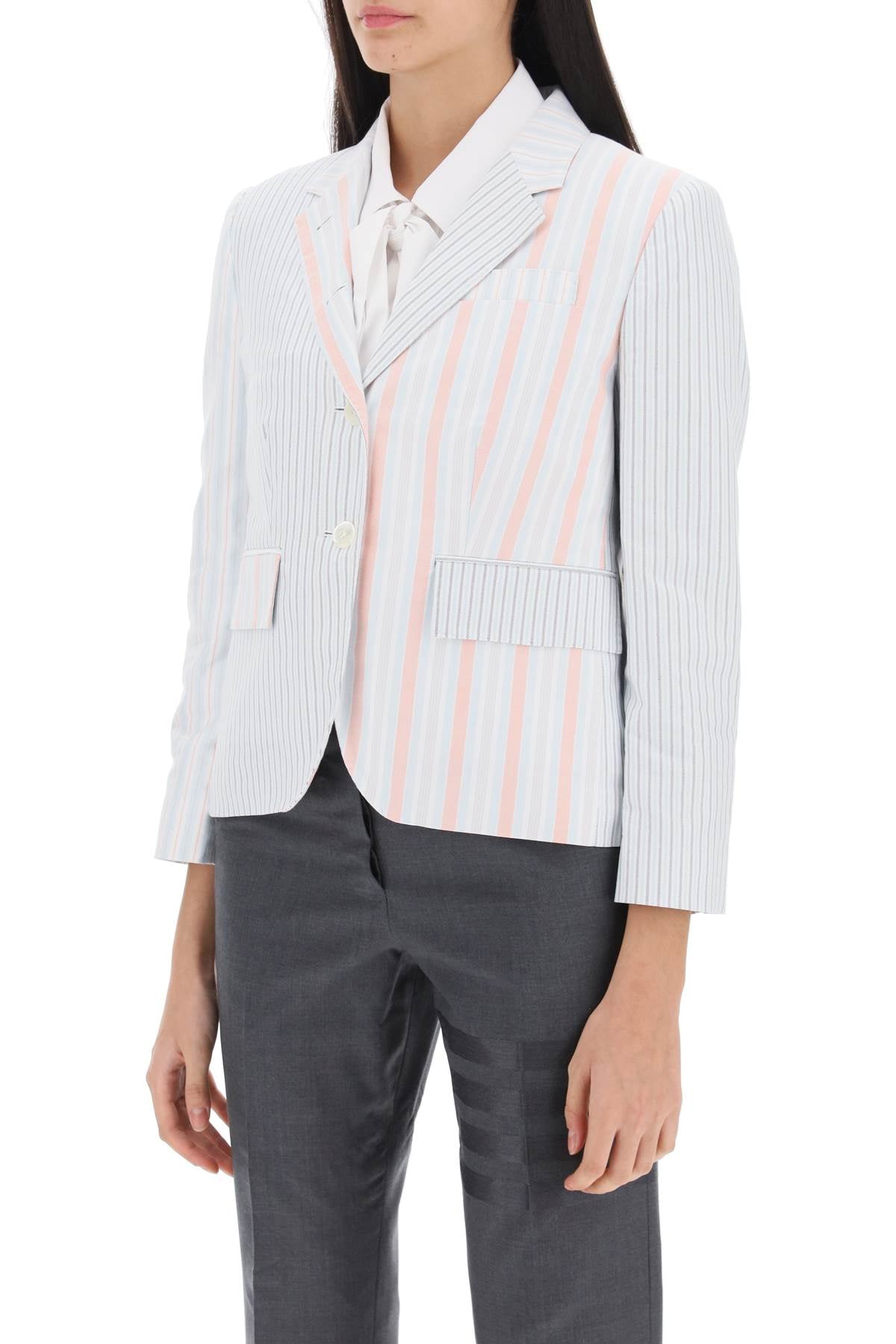 Thom Browne funmix striped oxford blazer