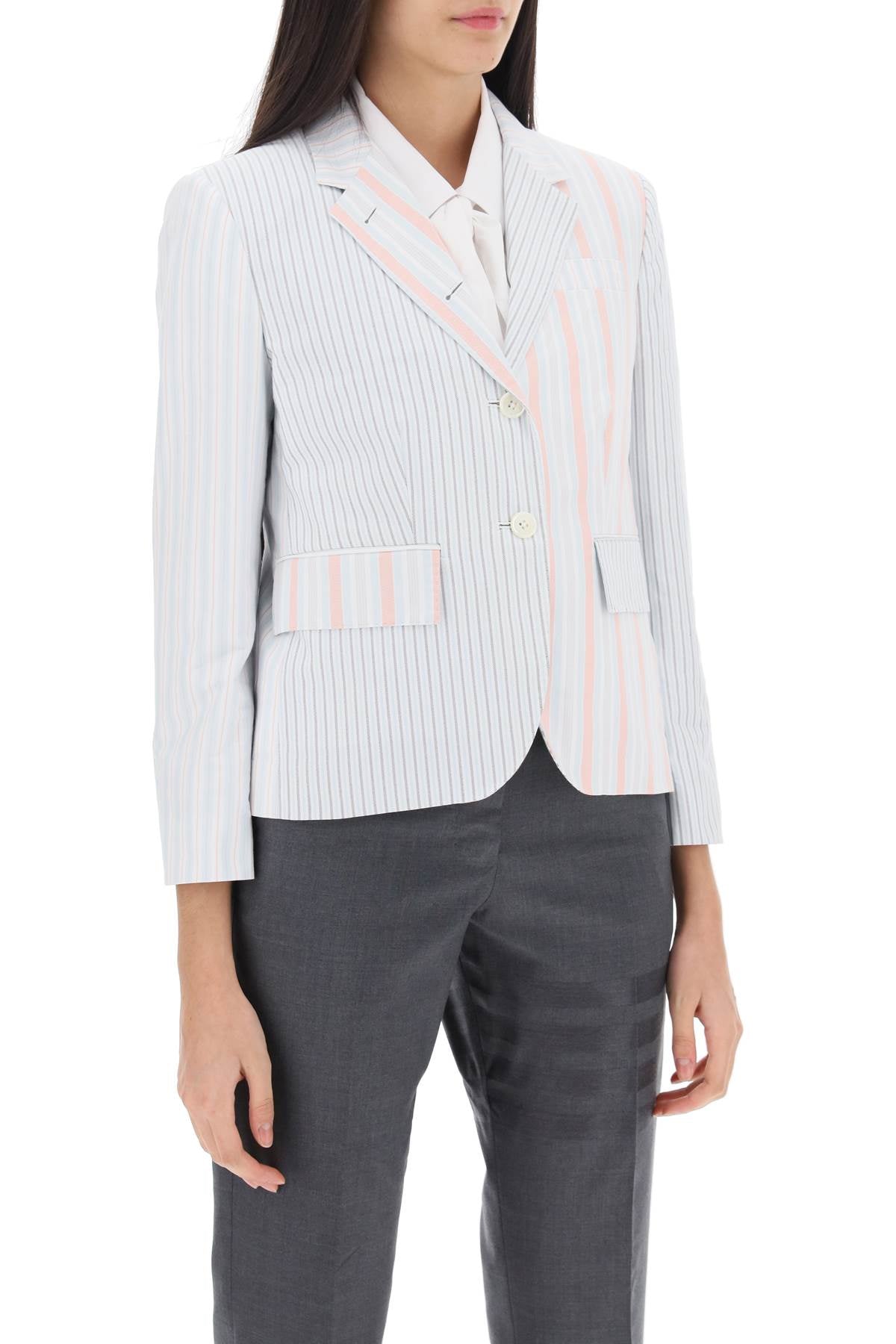 Thom Browne funmix striped oxford blazer