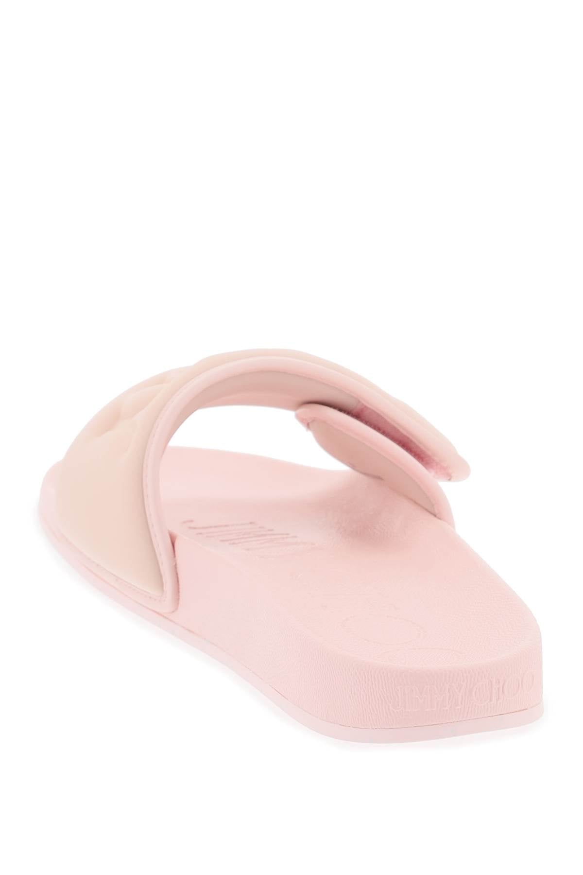 Jimmy Choo fitz slides with lycra logoed bang