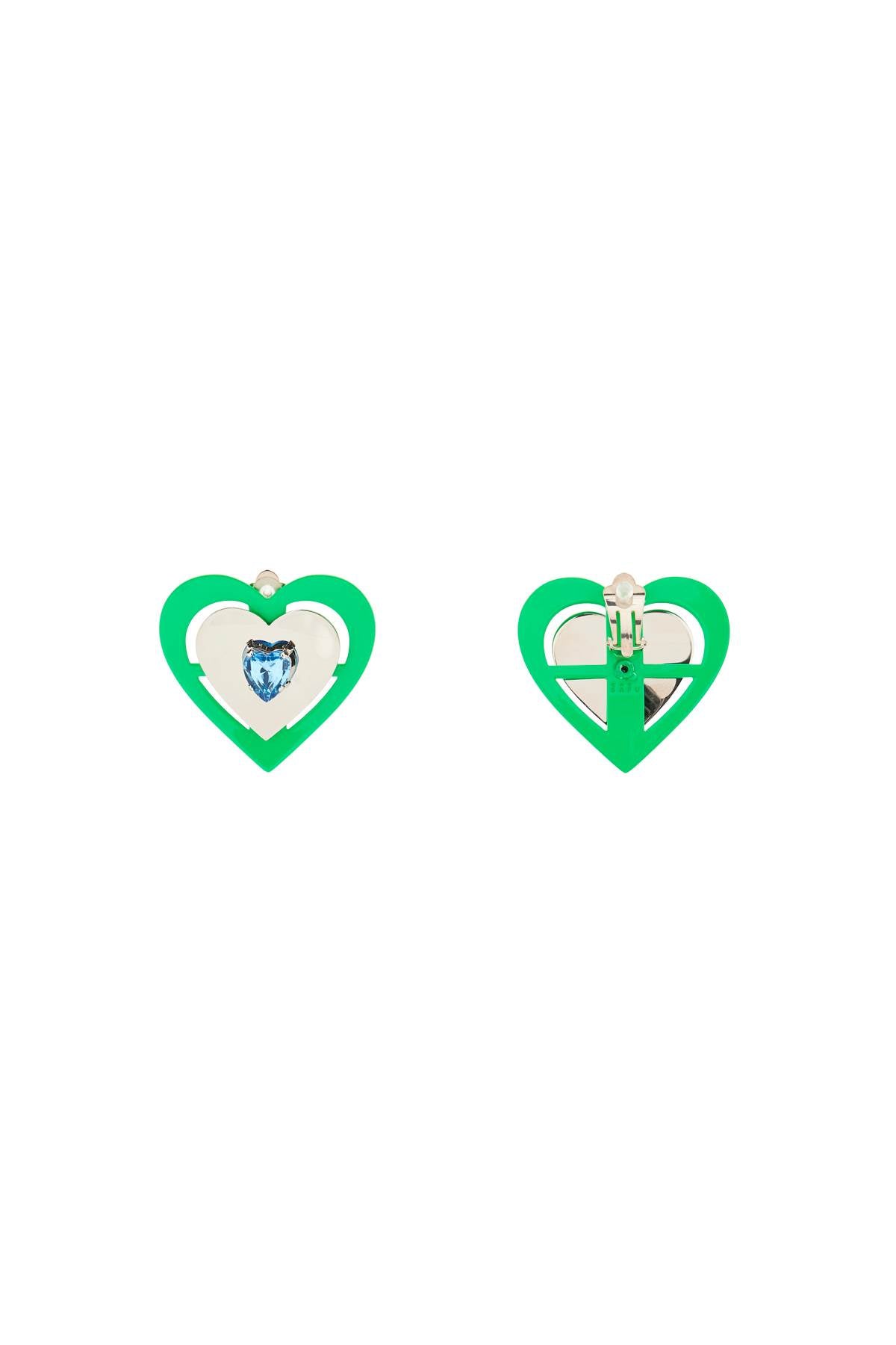 Saf Safu 'green neon heart' clip-on earrings