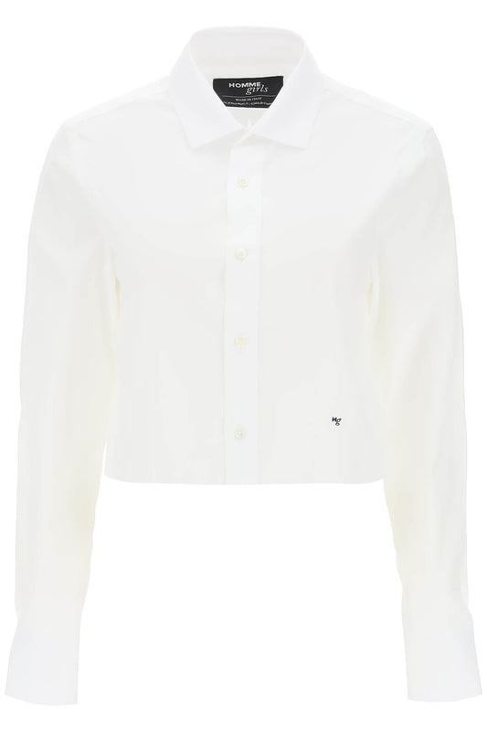 Homme Girls cotton twill cropped shirt