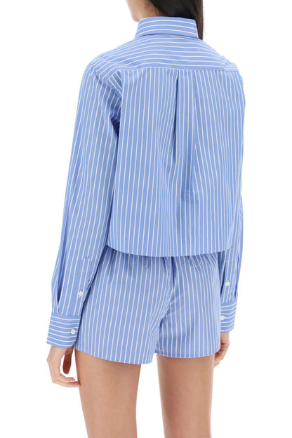 Homme Girls cropped striped poplin shirt