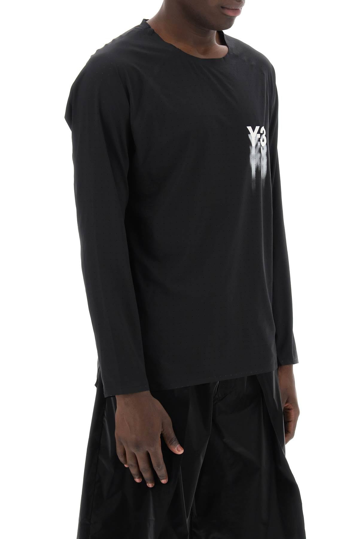 Y-3 long-sleeved perforated jersey t