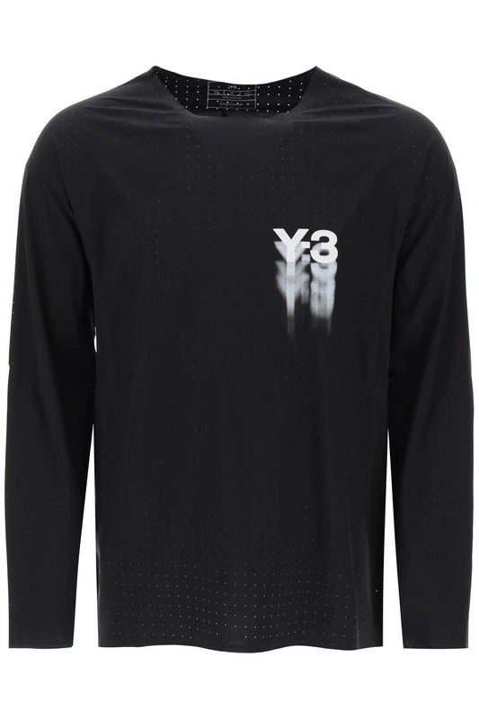 Y-3 long-sleeved perforated jersey t