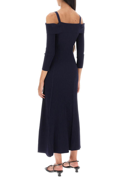 Ganni long knitted off-the-shoulder dress