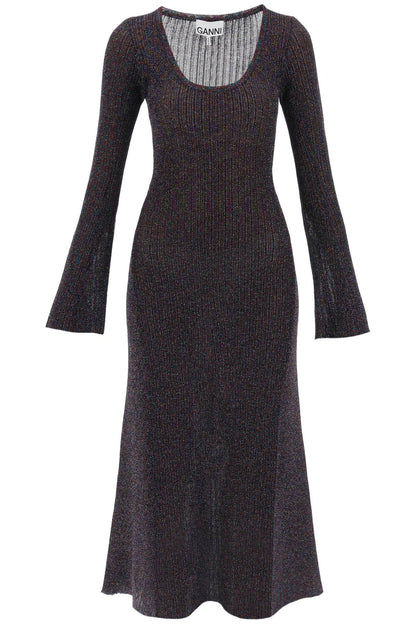 Ganni lurex-knit midi dress