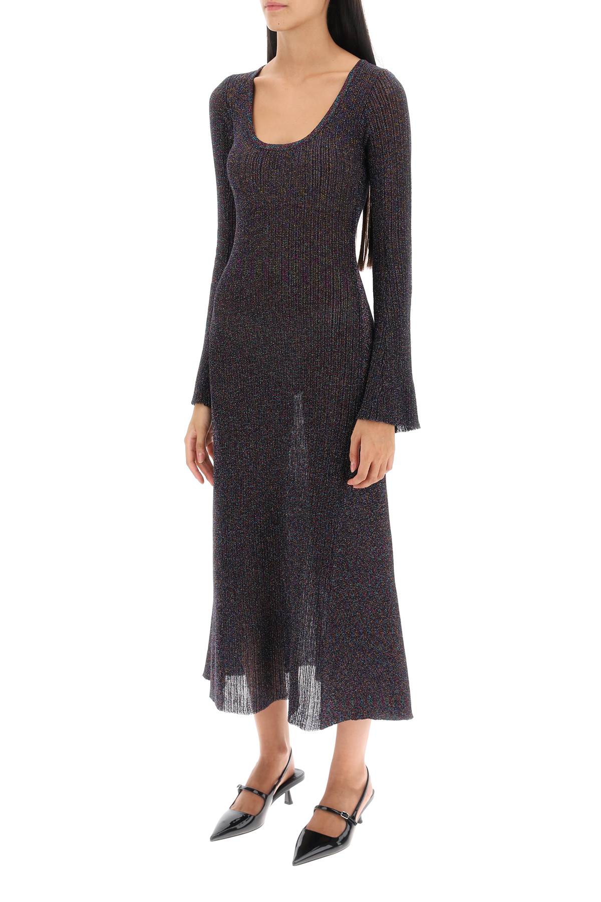 Ganni lurex-knit midi dress