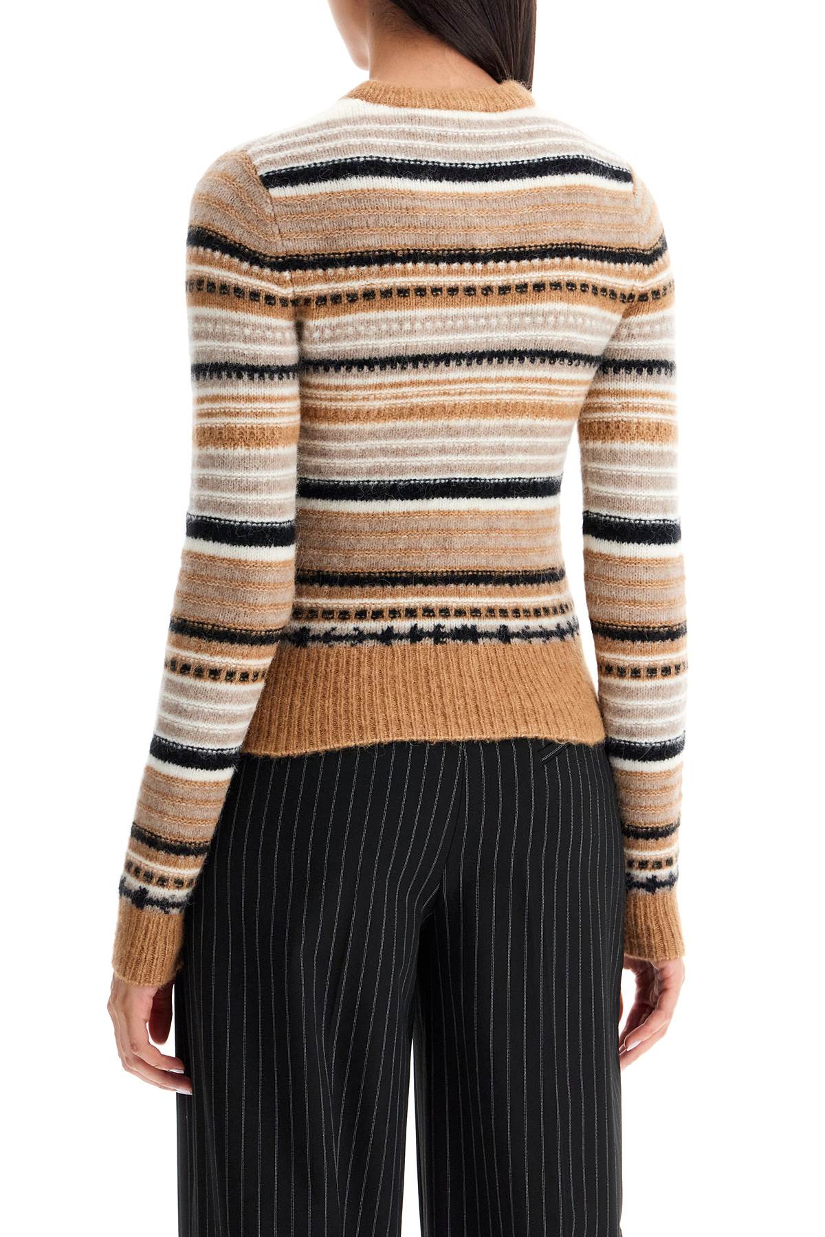 Ganni soft striped cardigan with fluffy