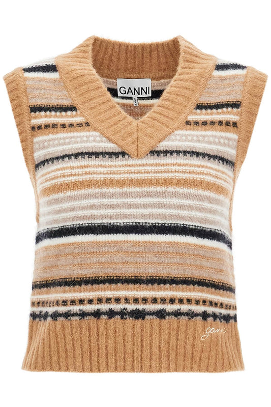 Ganni "soft striped knit vest with a comfortable