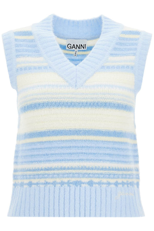 Ganni "soft striped knit vest with a comfortable