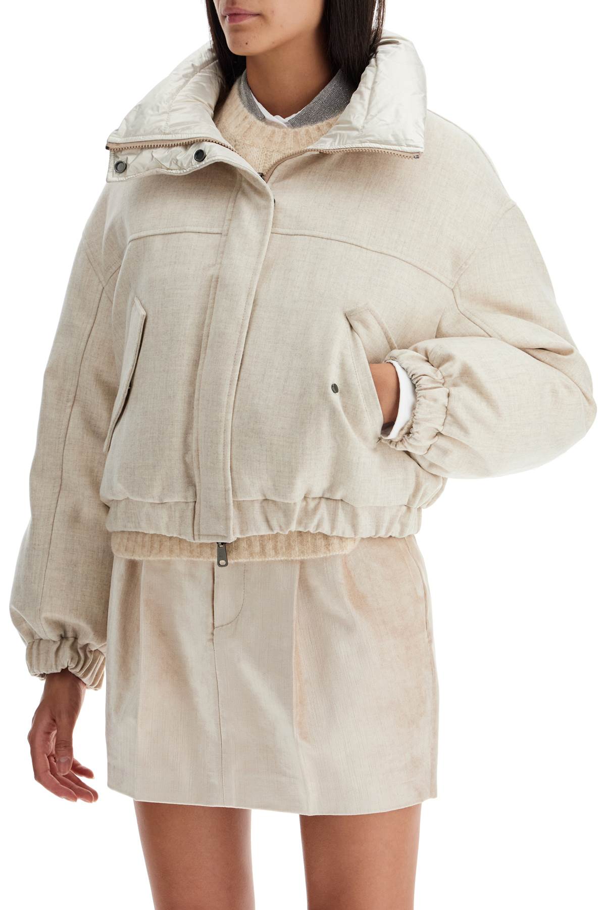 Brunello Cucinelli 'sparkling canvas down jacket with mon