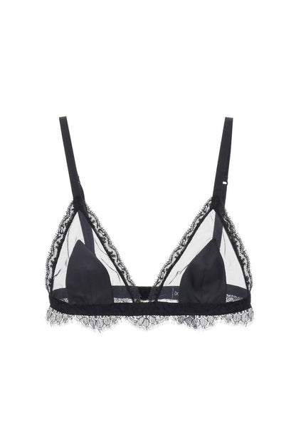 Dolce & Gabbana triangle satin and lace bra