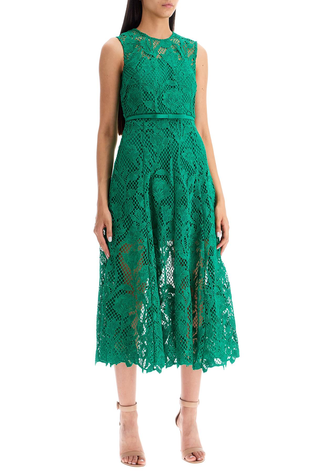 Self Portrait sleeveless midi lace dress