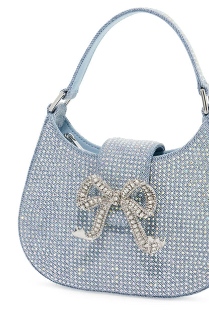 Self Portrait mini crescent denim bag with rhinestones