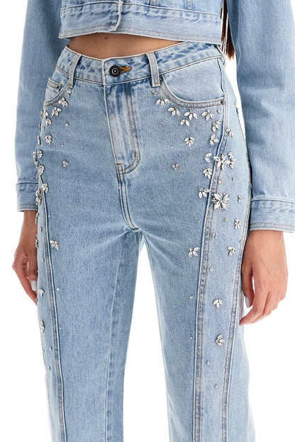 Self Portrait straight jeans with crystals