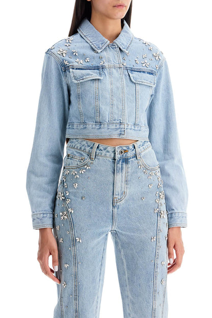 Self Portrait cropped denim jacket for women