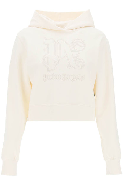 Palm Angels cropped hoodie with monogram embroidery