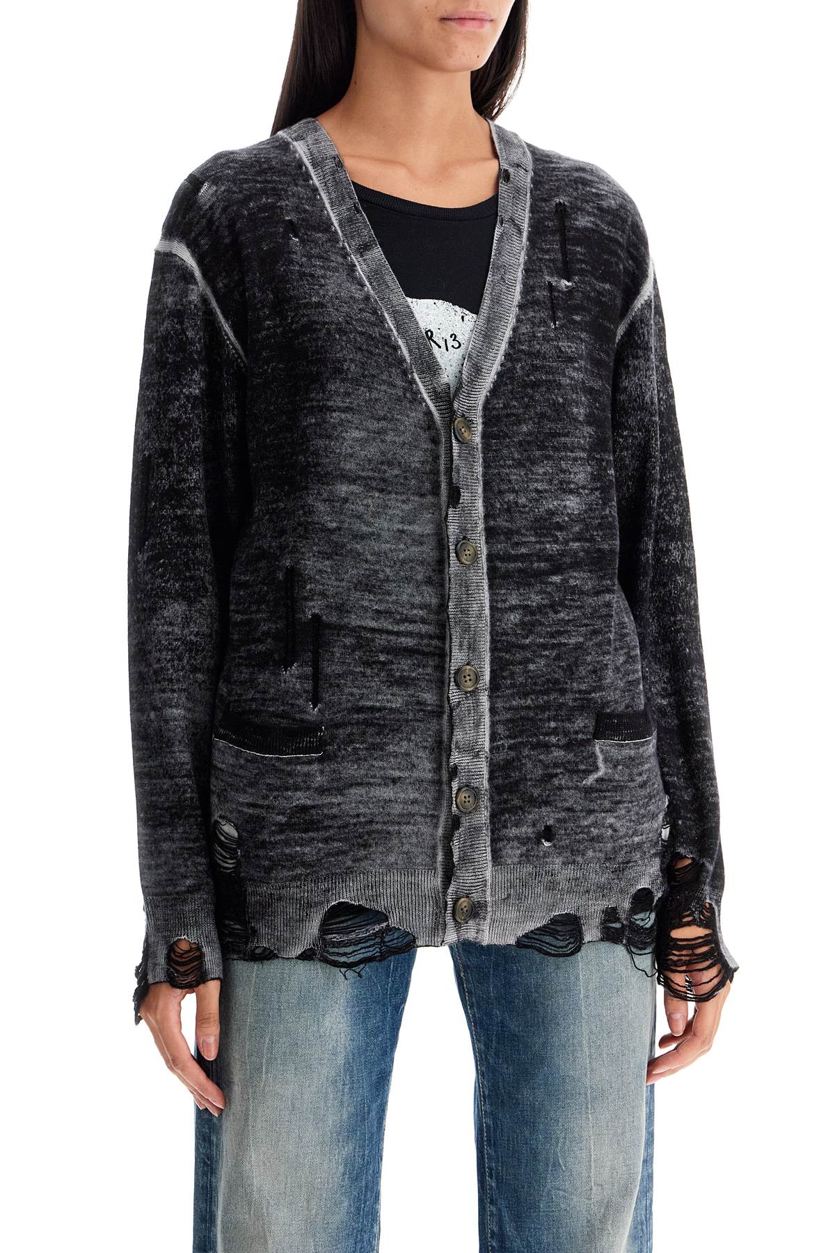 R13 distressed detail cardigan with