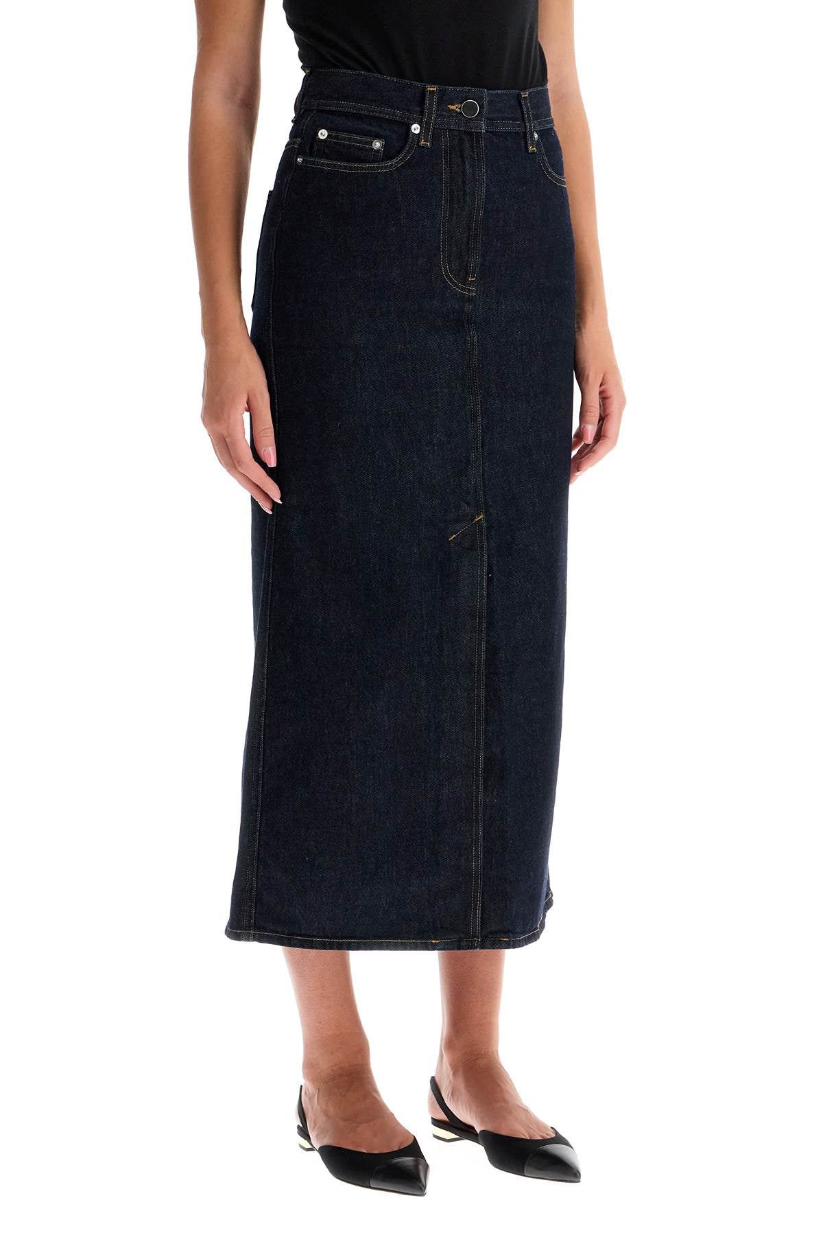 Loulou Studio "organic denim midi skirt rona