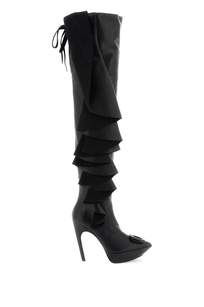 Roger Vivier 'choc buckle boots with ruffles